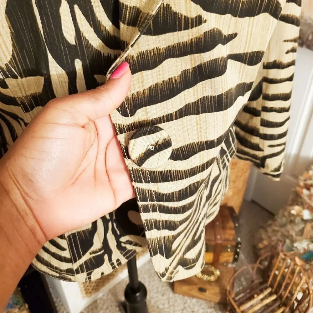 Vintage Josephine Chaus Zebra Print Blazer Sz 12